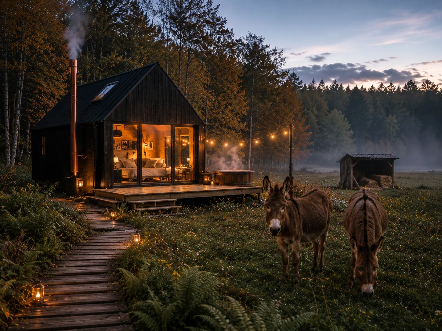 La CabÂne — vision du futur tiny house avec deux ânes au cœur des Ardennes belges