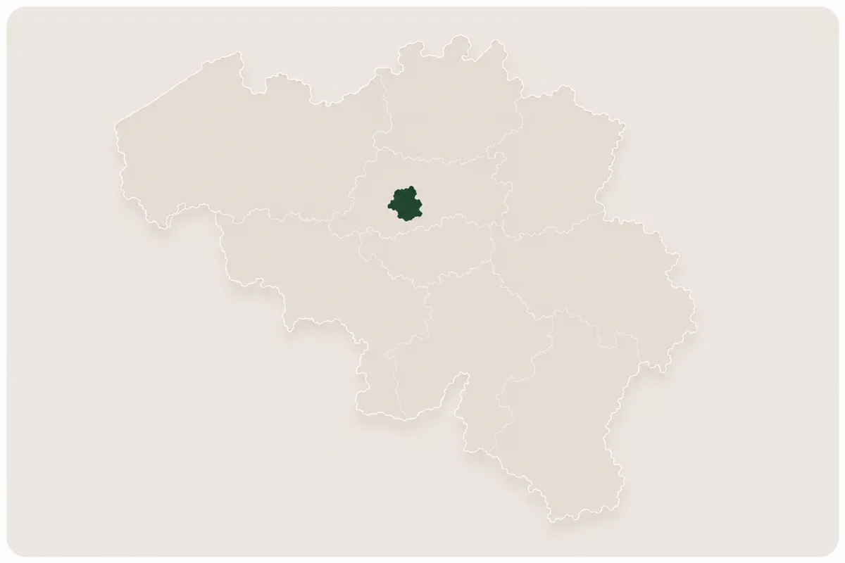 Carte de la Belgique, région Bruxelles mise en évidence