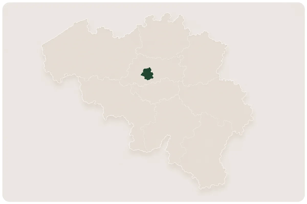 Carte de la Belgique, région Bruxelles mise en évidence